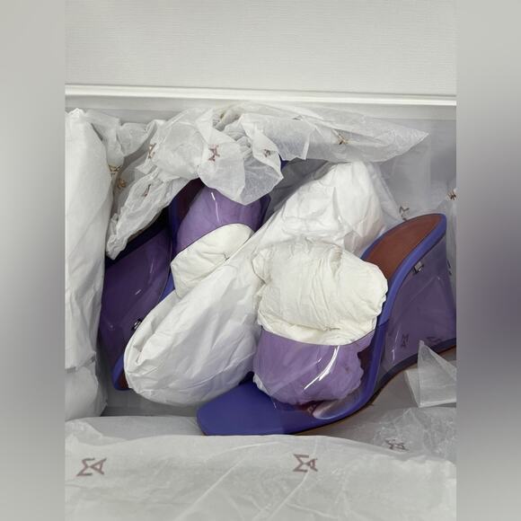 Amina Muaddi Lupita Glass Wedge Lilac 35.5 - Picture 4 of 9